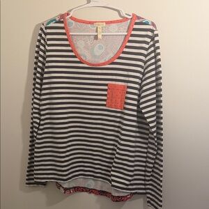 Matilda Jane Coral and Light Blue Paisley Top